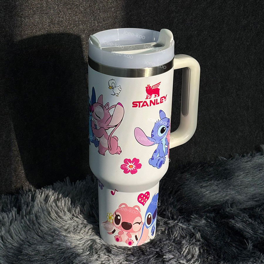 40oz  Stitch & Angel in love Stainless Steel Vacuum Insulated Tumbler 🚢Free Shipping🚢